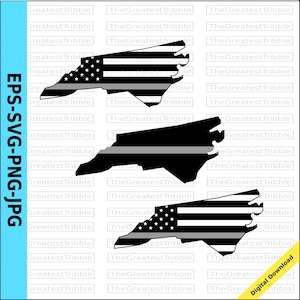 Thin Silver Line North Carolina USA Flag Thin Line Flag eps svg png Vector North Carolina State clipart Support Our Correctional Officers