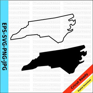 North Carolina Map eps svg png jpg Vector Graphic Clip Art North Carolina State Outline North Carolina Silhouette North Carolina Cricut