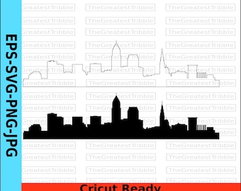 Clevelands silhuettvektor | Stadssilhuett, Ohios stadsbild | svg eps png jpg