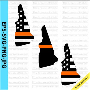 Thin Orange Line New Hampshire USA Flag Thin Orange Line Flag eps svg png jpg Vector Clip Art New Hampshire Support Our Search and Rescue