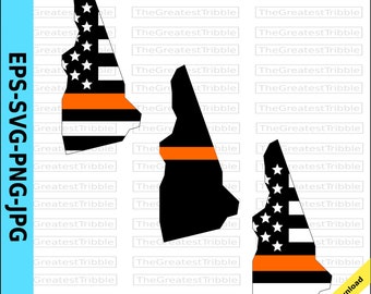 Thin Orange Line New Hampshire USA Flag Thin Orange Line Flag eps svg png jpg Vector Clip Art New Hampshire Support Our Search and Rescue