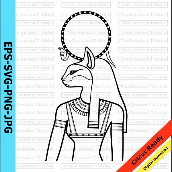 Bastet Egyptian God Bust Clip Art svg png jpg eps Vector Graphic Clip Art Egypt Art Coloring Page Vector Egyptian Goddess