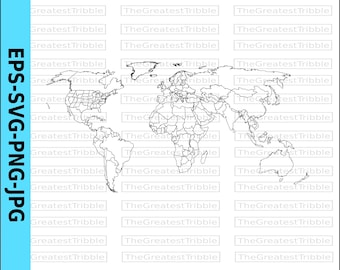 Weltkarte (Umriss, Vektor) | Länder, USA | Clip-Art | SVG, EPS, PNG, JPG