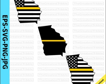 Thin Yellow Line Georgia USA Flag Thin Yellow Line Flag eps svg png jpg Vector Clip Art Georgia State clipart Support Our Dispatchers