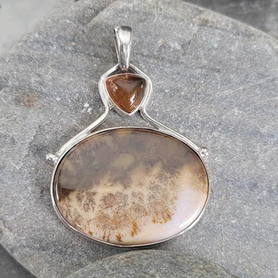 Offerings Sajen Sterling Silver Dendritic Agate P… - image 1