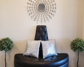 Entryway bench ottoman in black faux leather tufted on seat and cone with crystal buttons
