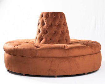 Popular TV show 64 diameter circle settee banquette spice color boutique event modern bachelor party tv show hotel lobby