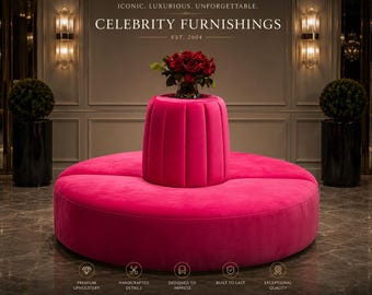 Purple velvet channel design round bench couch ottoman boutique sofa