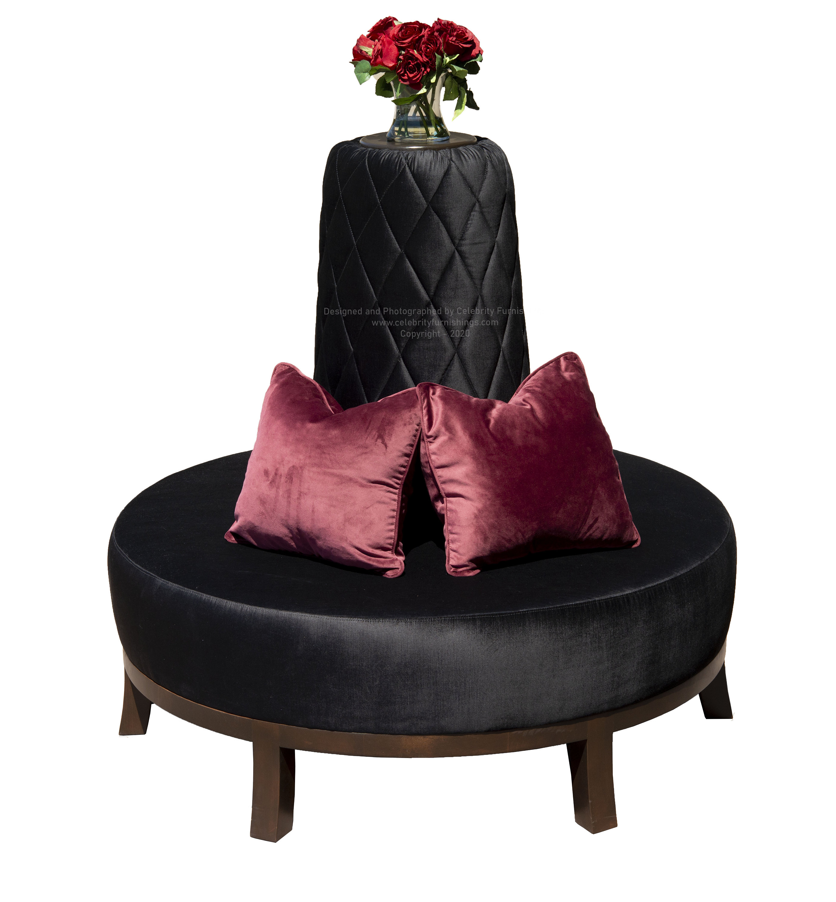 Round Pullover Bench Exclusive Quilted Round Bench With Tall Cone in Black Velvet Fabric - Etsy