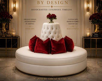 Elegant Round Settee: Wedding Bridal Banquette, Luxury Salon Sofa, Event Seating, Hollywood Glamour