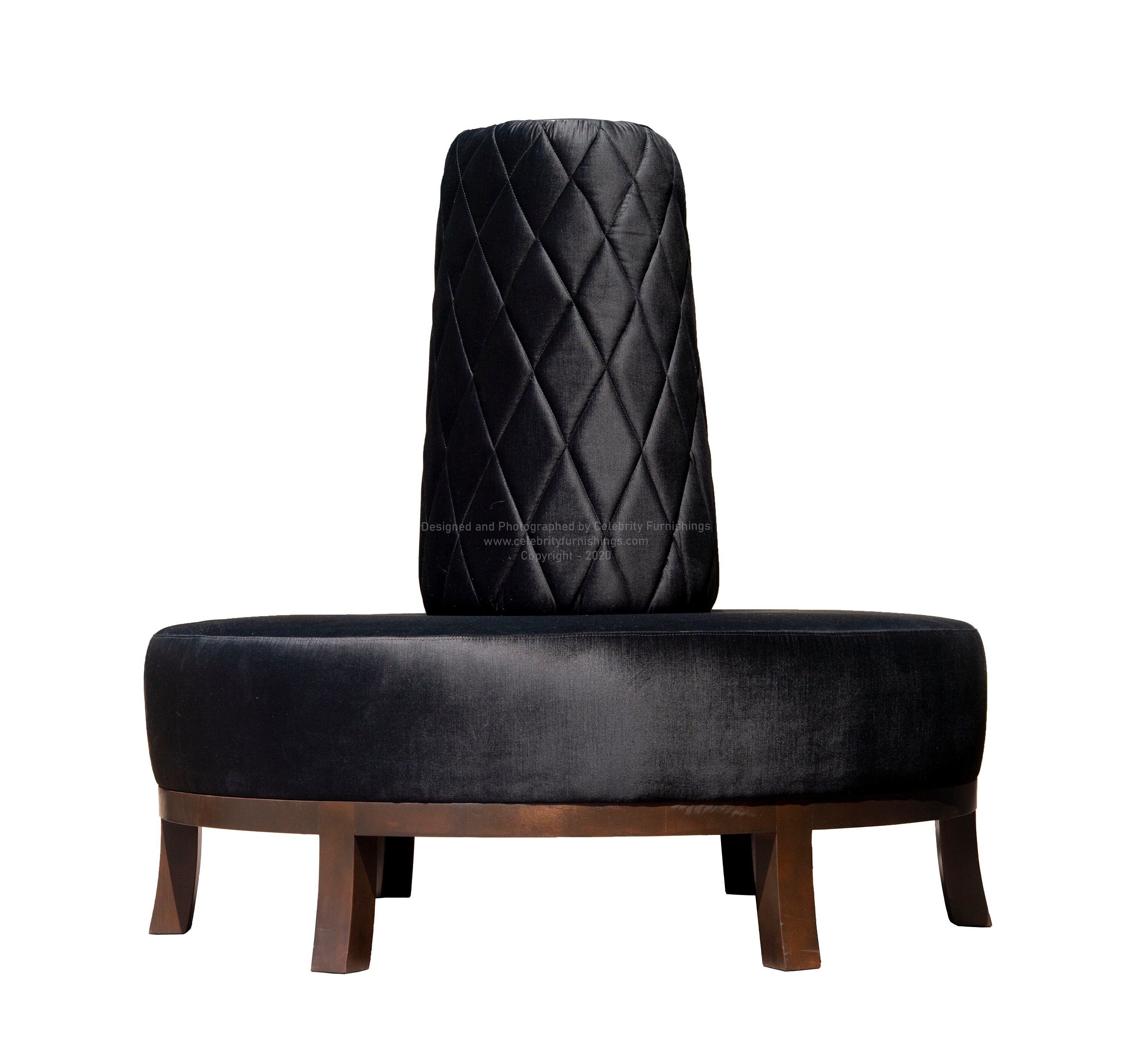 Round Pullover Bench Exclusive Quilted Round Bench With Tall Cone in Black Velvet Fabric - Etsy
