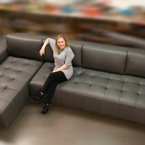 Large modern sectional sofa with chaise in leather