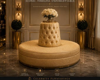 Golden embossed floral vinyl round chair couch bench seat