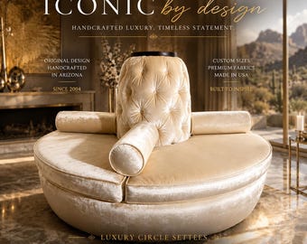 Banquette Sofa in Beige Velvet