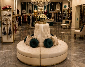 Elegant White Faux Leather Settee Sofa for Weddings, Salons, Events, and Boutique Decor