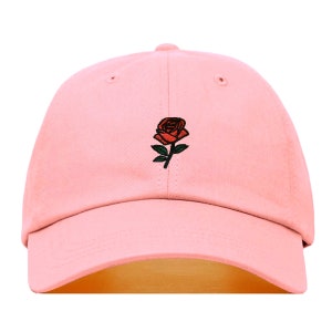 ROSE Baseball Hat, Embroidered Dad Cap • Red Flower Romantic Garden • Unstructured Six Panel • Adjustable Strap Back