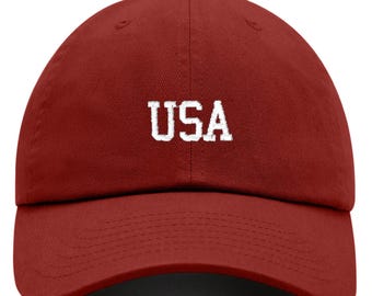 Cappello da papà ricamato USA / Berretto da baseball patriottico / Berretto in twill di cotone regolabile / Cappello con bandiera americana per uomini e donne / Cappello USA del 4 luglio