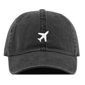 AIRPLANE Baseball Hat, Embroidered Dad Cap Jet Travel Wanderlust Adventure Unstructured Six Panel Adjustable Strap Back image 1