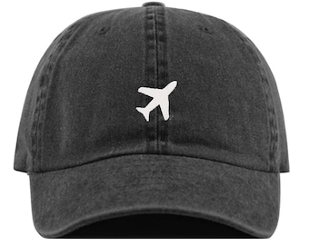 AIRPLANE Baseball Hat, Embroidered Dad Cap • Jet Travel Wanderlust Adventure • Unstructured Six Panel • Adjustable Strap Back