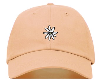 DAISY Baseball Hat, Embroidered Dad Cap • Flower Plant Spring Nature • Unstructured Six Panel • Adjustable Strap Back