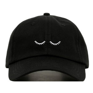 Wimpern-Baseball-Mütze, bestickt Dad Cap, schlafen geschlossenen Augen Gummibusen anpassbare Hut, unstrukturierte Low-Profile, verstellbarer Riemen zurück