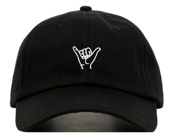HANG LOOSE Baseball Hat, Embroidered Dad Cap • Shaka Surfer Hand Aloha • Unstructured Six Panel • Adjustable Strap Back