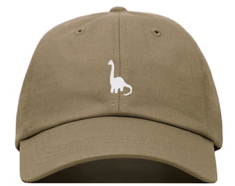 DINOSAUR Baseball Hat, Embroidered Dad Cap • Brontosaurus Long Neck • Unstructured Six Panel • Adjustable Strap Back