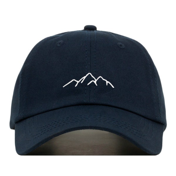 MOUNTAIN Baseball Hat, Geborduurde Dad Cap • Hiking Climbing Adventure • Ongestructureerd Six Panel • Verstelbare strap back