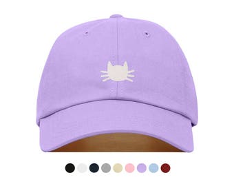 CAT Baseball Hat, Embroidered Dad Cap, Cat Lady Lover Kitty Meow Cat Customizable Hat, Unstructured Low-Profile, Adjustable Strap Back