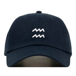 AQUARIUS Baseball Hat, Embroidered Dad Cap • Zodiac Horoscope Celestial • Unstructured Six Panel • Adjustable Strap Back