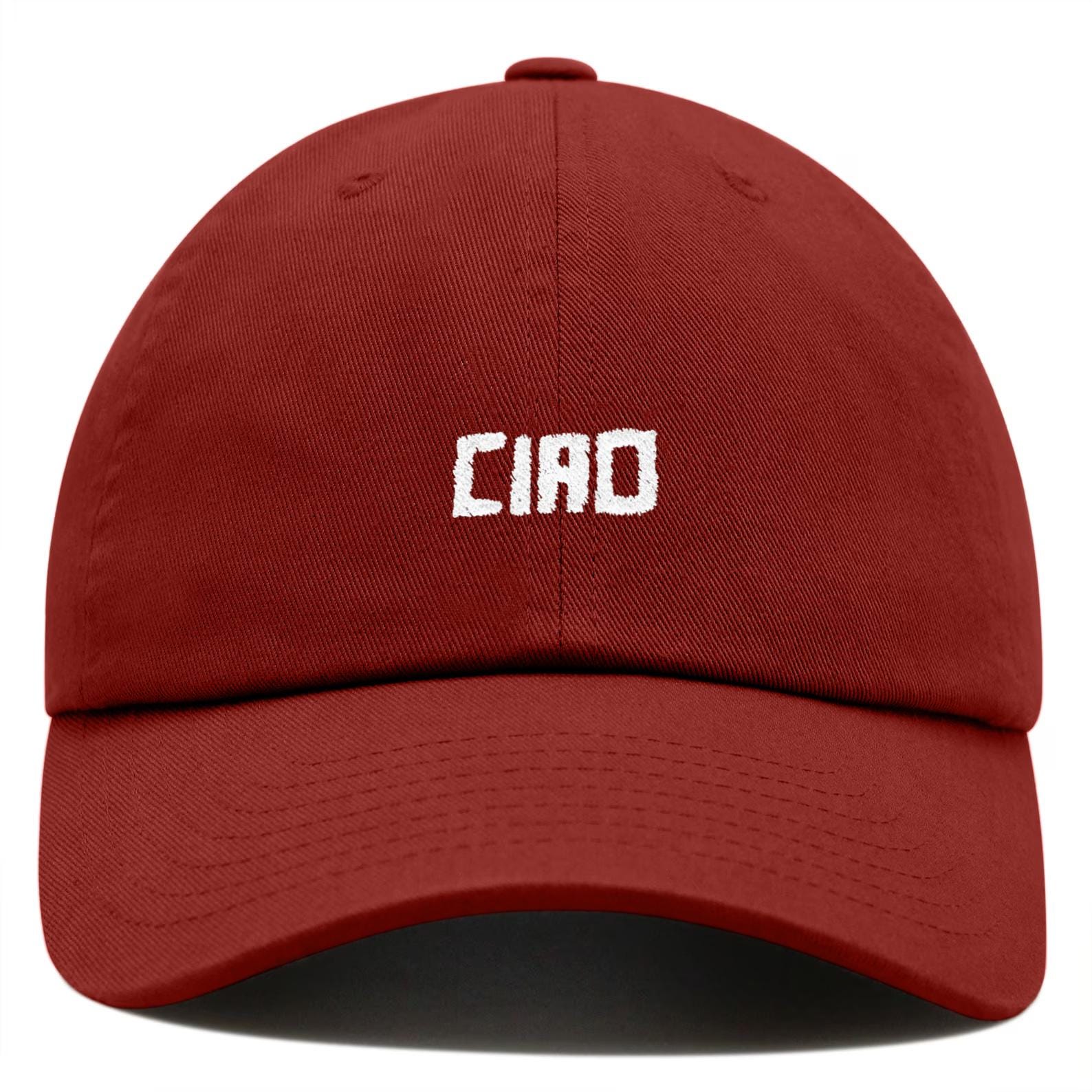 Ciao Dad Hat | Embroidered Baseball Cap | Adjustable Cotton Twill Cap | Trendy Italian Word Hat | Casual Stylish Cap Unisex | Cool Gift