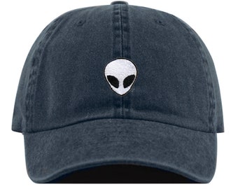 ALIEN Baseball Hat, Embroidered Dad Cap • Outer Space Extraterrestrial • Unstructured Six Panel • Adjustable Strap Back