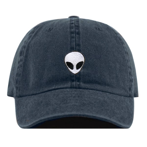 ALIEN Baseball Hat, Embroidered Dad Cap • Outer Space Extraterrestrial • Unstructured Six Panel • Adjustable Strap Back