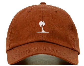 PALM TREE Baseball Hat, Embroidered Dad Cap • Beach Tropical Plant • Unstructured Six Panel • Adjustable Strap Back
