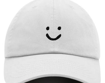 Smiley Face Embroidered Dad Hat | Cute Baseball Cap | Adjustable Cotton Twill Cap | Trendy Happy Hat for Men & Women | Casual Positive Gift