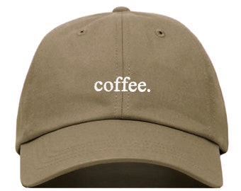 SOMBRERO de béisbol COFFEE, gorro de papá bordado • Amante de la cafeína Espresso Latte • Seis paneles no estructurados • Correa ajustable Espalda