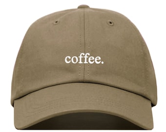 SOMBRERO de béisbol COFFEE, gorro de papá bordado • Amante de la cafeína Espresso Latte • Seis paneles no estructurados • Correa ajustable Espalda