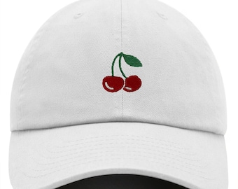Cherry Embroidered Dad Hat | Cute Baseball Cap | Adjustable Cotton Twill Cap | Trendy Fruit Hat for Men & Women | Casual Cherry Lover Gift