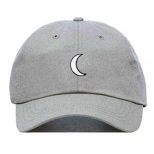 MOON Baseball Hat, Embroidered Dad Cap • Crescent Lunar Celestial Astronomy • Unstructured Six Panel • Adjustable Strap Back