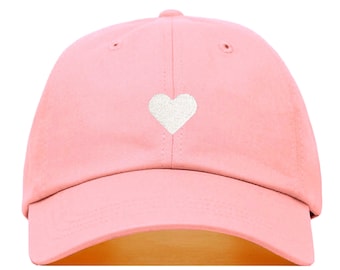 HEART Baseball Hat, Embroidered Dad Cap • Love Valentines Romance Couple • Unstructured Six Panel • Adjustable Strap Back