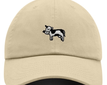Cow Embroidered Dad Hat | Cute Baseball Cap | Adjustable Cotton Twill Cap | Trendy Animal Hat for Men & Women | Casual Cow Lover Gift