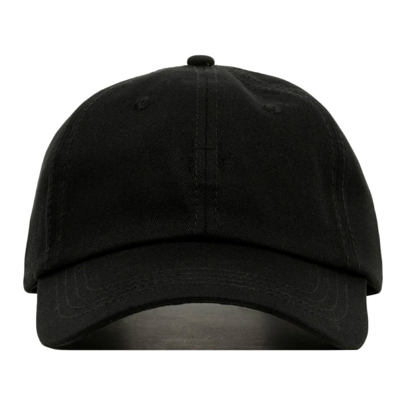 May include: A black baseball cap with a curved brim and a structured crown.