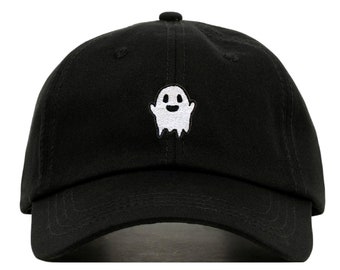 GHOST Baseball Hat, Embroidered Dad Cap • Spooky Kawaii Boo Grunge • Unstructured Six Panel • Adjustable Strap Back