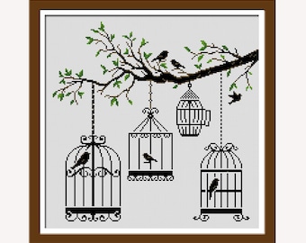 BUY 2GET 1FREE. Modern cross stitch pattern birds cross stitch pattern tree cross stitch pattern gift cross stitch pattern love cross stitch