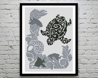Modern cross stitch pattern Fish cross stitch pattern Turtle cross stitch pattern simple cross stitch pattern embroidery