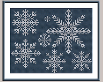 Modern cross stitch pattern christmas cross stitch patterns Snowflakes cross stitch pattern ornaments embroidered picture