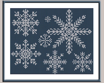 BUY 2 GET 1 FREE. Modern cross stitch pattern christmas cross stitch patterns Snowflakes cross stitch pattern ornaments embroidered picture