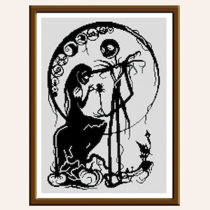 Gothic cross stitch pattern Jack & Sally cross stitch patterns halloween cross stitch Night Before Christmas fantasy Tales Instant Download