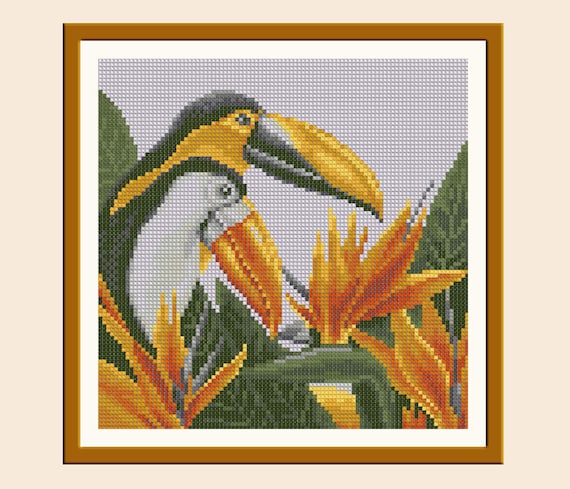 Modern cross stitch pattern love bird cross stitch gift cross stitch flower cross stitch patterns simple cross stitch