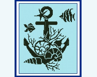 BUY 2GET 1 FREE. Modern cross stitch pattern Fish cross stitch pattern anchor cross stitch pattern shell cross stitch pattern embroidery sea